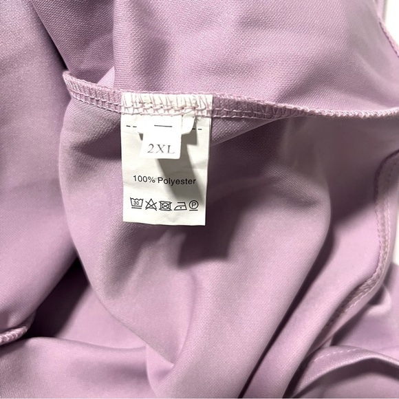 Unbranded Women’s Lilac Plus 2XL Bodycon V-Neck Mini Ruched Dress Side Zip - Picture 7 of 8